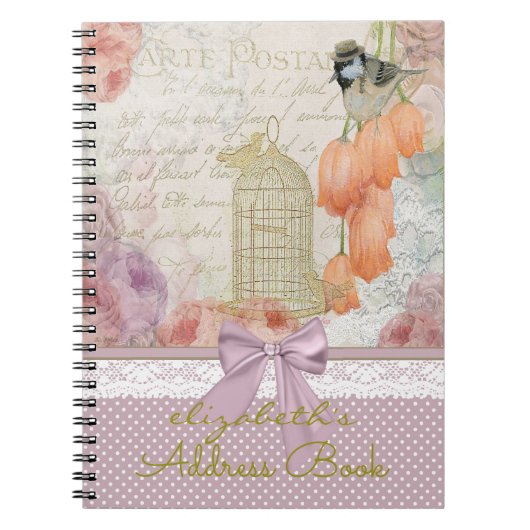Fleurs vintages d'aquarelle et carnet d'adresses (Devant)