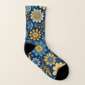 Fleurs vintages Design Hippie Retro Bleu Jaune (Droite extérieur)