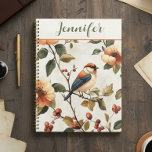 Fleurs vintages d'oiseaux aquarelles<br><div class="desc">Cet étonnant planificateur apporte la nature dans votre vie professionnelle dans un style coloré. Le design est composé d'une rouille sereine, d'un oiseau crème et bleu perché sur des branches fleuries dans des couleurs riches de vert, de rouille pêche et de rouille douce. Un bel ajout à n'importe quel bureau...</div>