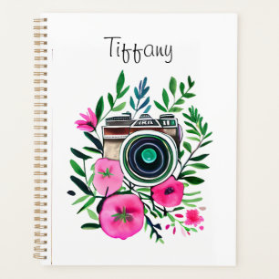 Fleurs vintages et caméra rétro personnalisée