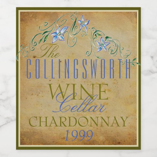 Fleurs vintages Étiquette de bouteilles de vin per (Étiquettes simples)