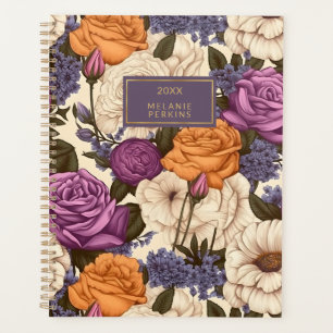 Fleurs vintages florales Roses violettes oranges B