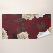 Fleurs vintages grises et crème avec bouquets feui (Serviette de bain)