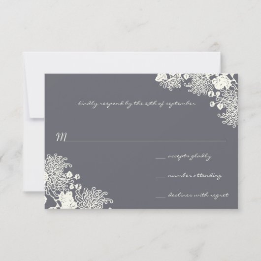 Fleurs vintages Mariage gris Chacoal RSVP (Devant)