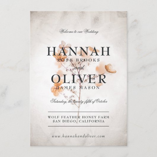 Fleurs vintages | Menu Mariage (Devant)