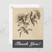 Fleurs vintages + "Merci !" Carte postale (Devant / Derrière)
