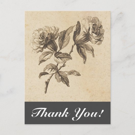Fleurs vintages + "Merci !" Carte postale (Devant)
