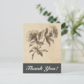 Fleurs vintages + "Merci !" Carte postale (Debout devant)