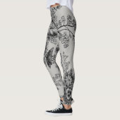 Fleurs vintages noires/grises Leggings Mariages (Gauche)