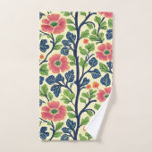 Fleurs vintages roses et florales Feuillage vert (Serviette à main)