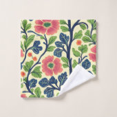 Fleurs vintages roses et florales Feuillage vert (Gant de toilette)