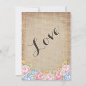 Fleurs vintages Rustique Burlap Invitations de mar (Dos)