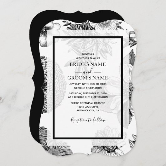 Fleurs Vintages rustiques Invitations de mariage (Devant / Derrière)