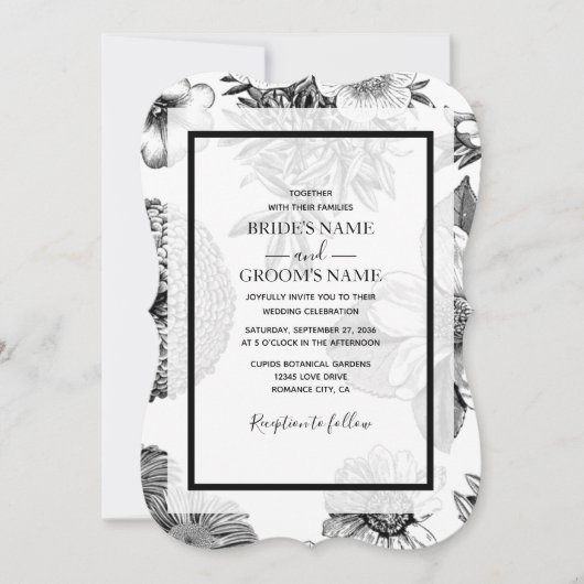 Fleurs Vintages rustiques Invitations de mariage (Devant)