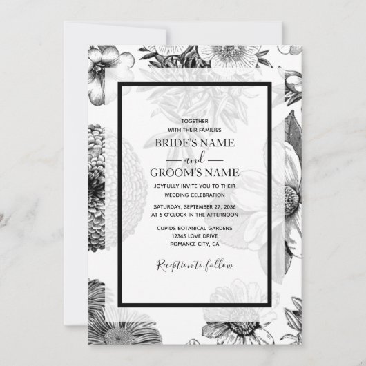 Fleurs Vintages rustiques Invitations de mariage (Devant)