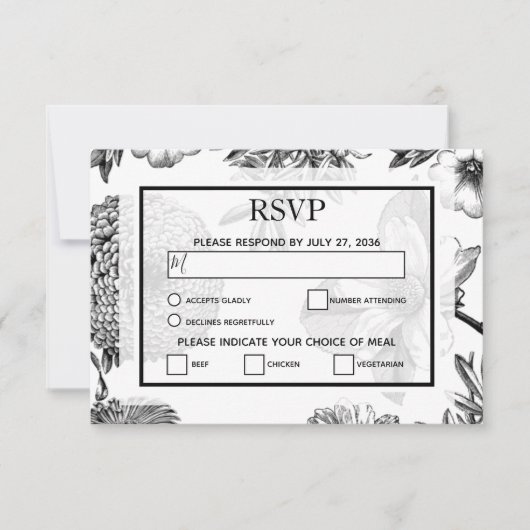 Fleurs Vintages rustiques Mariage Cartes RSVP (Devant)