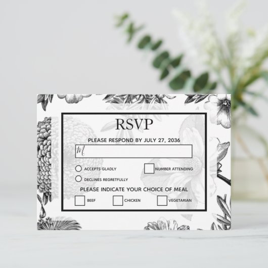 Fleurs Vintages rustiques Mariage Cartes RSVP (Debout devant)