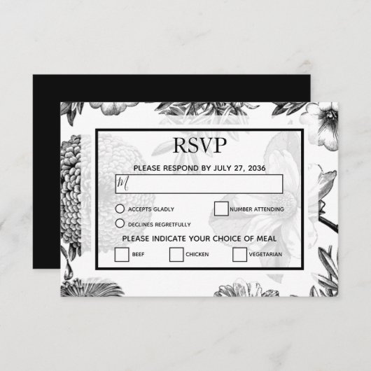 Fleurs Vintages rustiques Mariage Cartes RSVP (Devant / Derrière)