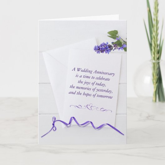 Fleurs violettes Anniversaires Sur Carte Blanche (Devant)