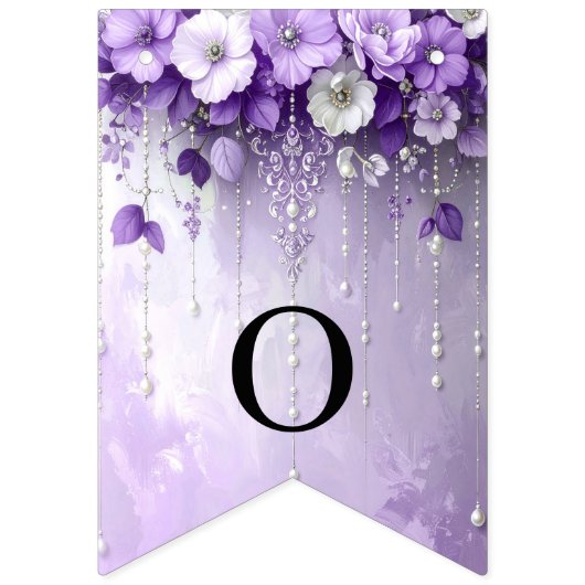 Fleurs violettes avec drapeau à festons de perles (Deuxième drapeau)