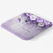 Fleurs Violettes avec Perles qui Pendent Assiette  (Angulaire)