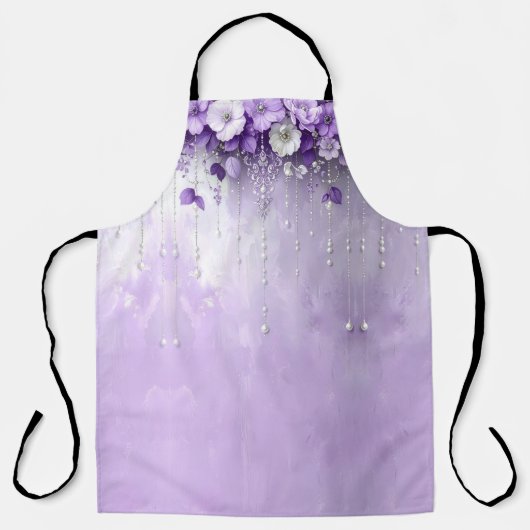 Fleurs violettes avec tablier à perles pendantes (Recto)
