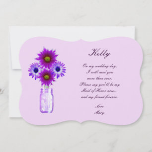 Fleurs Violettes Carte de Demoiselle d'Honneur en