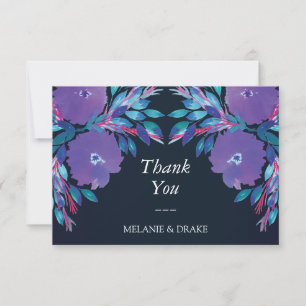 Fleurs violettes Carte de remerciements peinte à l