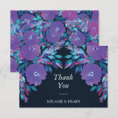 Fleurs violettes Carte de remerciements peinte à l (Devant / Derrière)