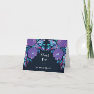 Fleurs violettes Carte de remerciements peinte à l