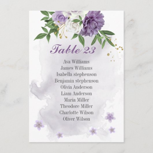 fleurs violettes carte de sièges vert (Devant)