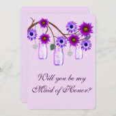 Fleurs Violettes Cartes de Demoiselle d'Honneur en (Devant / Derrière)