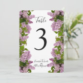 Fleurs violettes | Cartes de numéro de table (Debout devant)