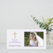 Fleurs violettes, Croix, Carte photo religieux (Debout devant)