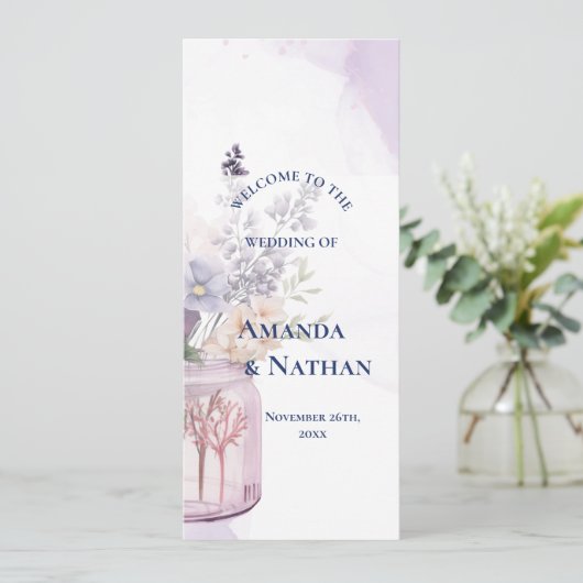 Fleurs violettes Dans Mason Jar Programme de maria (Debout devant)