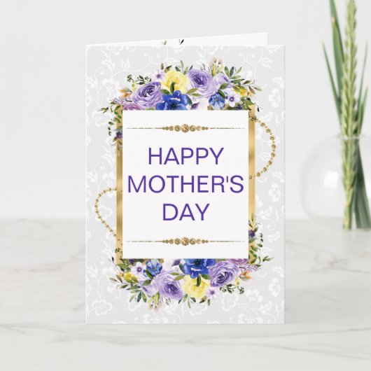 Fleurs violettes de printemps et carte de fête des (Devant)