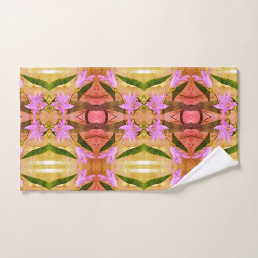 Fleurs violettes délicates Motif d'art Abstrait (Serviette à main)