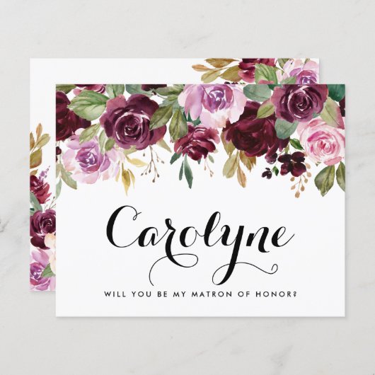 Fleurs violettes deviendrez-vous ma carte d'honneu (Devant / Derrière)