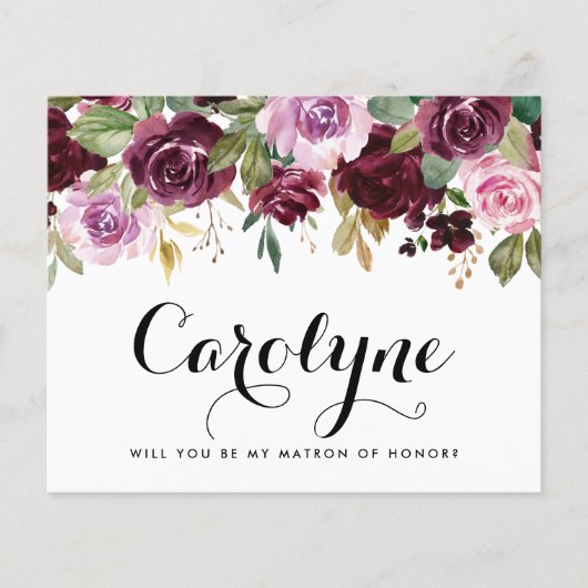 Fleurs violettes deviendrez-vous ma carte d'honneu (Devant)