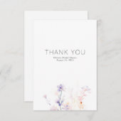 Fleurs violettes douces minimalistes petit Merci (Devant / Derrière)