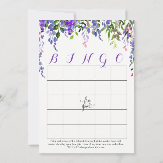Fleurs violettes Douche Bingo Cartes (Devant)