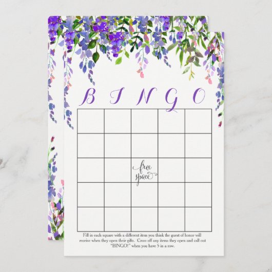 Fleurs violettes Douche Bingo Cartes (Devant / Derrière)