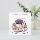 Fleurs Violettes Élégantes Invitation de Mariage L (Debout devant)
