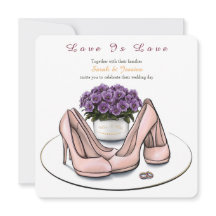 Fleurs Violettes Élégantes Invitation de Mariage L