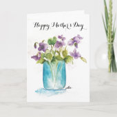 Fleurs violettes en bocal - Carte de fête des mère (Devant)
