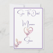 Fleurs Violettes Enregistrer La Carte Mariage Date (Dos)