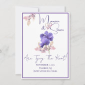 Fleurs Violettes Enregistrer La Carte Mariage Date (Devant)