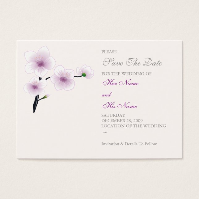 Fleurs violettes Enregistrer La Date MiniCard (Devant)