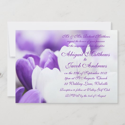 Fleurs violettes et blanches - Faire-part de maria (Devant)