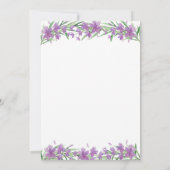 Fleurs violettes et faire-part de mariage verdoyan (Dos)